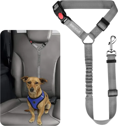 Vista 32 de BWOGUE Arnés de cinturón de seguridad para mascotas, cinturón de seguridad ajustable para reposacabezas de coche, arnés de cinturón de seguridad