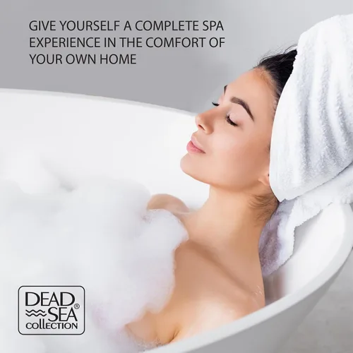 Vista 4 de Dead Sea Collection Sales de baño con almendra y vainilla – Sal pura del Mar Muerto y aceite de almendras dulces – Nutritiva calmante y relajante