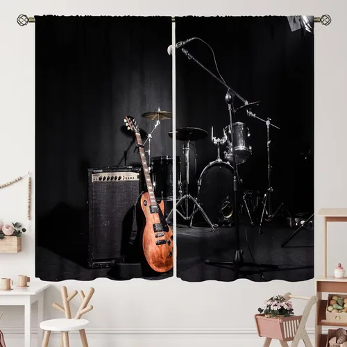 Vista 15 de Cortinas de jazz para mujer americana, estilo grunge, estilo grunge, con bolsillo para barra, para dormitorio, sala de estar, decoración