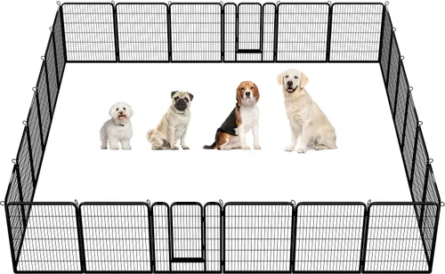 Vista 11 de Yaheetech - Corralito para perros con paneles anchos, 6 paneles de 24 pulgadas de alto con puerta, cerca portátil para interiores y exteriores