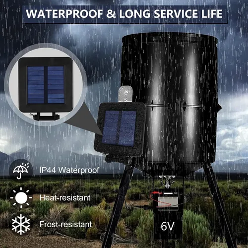 Vista 3 de Panel solar para comedero de ciervos – Panel solar de 6 V, impermeable, pequeño cargador de batería solar con un soporte ajustable y clip