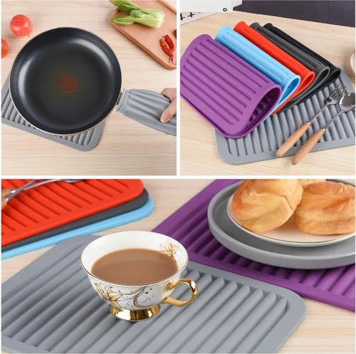 Vista 4 de Salvamanteles de silicona para ollas calientes y sartenes, almohadillas calientes para cocina, salvamanteles versátiles para platos calientes