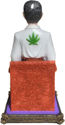 Vista 3 de Jesus Malverde - Figura religiosa sentada de México, 10 pulgadas de alto (poliresina)