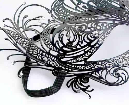 Vista 5 de Magnífica máscara de mascarada veneciana Mardi Gras para mujer, máscara de metal para fiesta