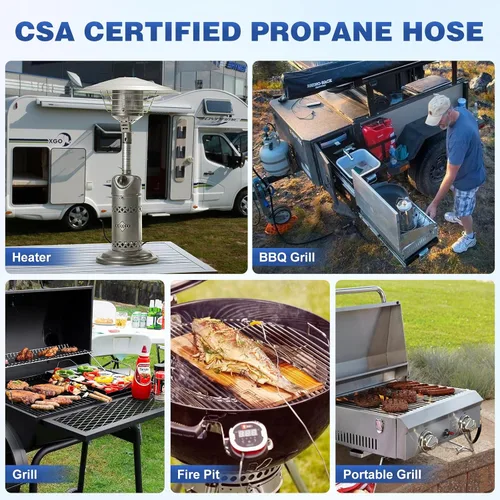 Vista 7 de WADEO Manguera de conexión rápida de propano de 12 pies para RV a parrilla de gas, accesorios de conexión rápida de propano para botella desechable