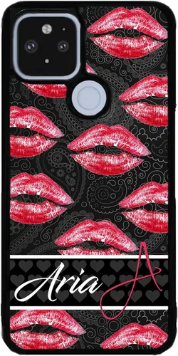Vista 9 de Red Lips - Funda de goma negra personalizada con boca de lápiz labial, compatible con Google Pixel 10, 10 Pro, 10 Pro XL, 9a, 9 Pro, Pixel 9, Pixel