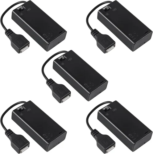 Vista 8 de 3 unids 2 AA titular de la batería USB hembra Socket 2 AA caja de batería titular con cubierta e interruptor de encendido/apagado