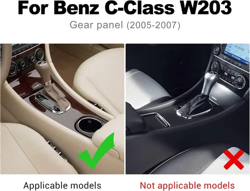Vista 3 de Fibra de carbono, para accesorios Benz, caja de cambios de consola central, cubierta de panel compatible con Mercedes Benz Clase C W203 2005 2006