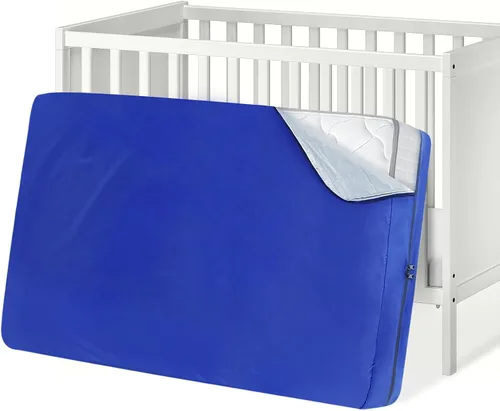 Vista 2 de Bolsa de colchón de cuna, impermeable, resistente, con cremallera fuerte, reutilizable, para moverse, color azul