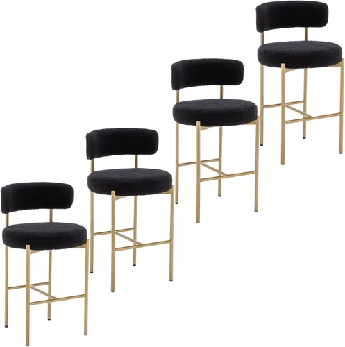 Vista 22 de Cinxzar Taburetes de Bar Boucle Juego de 2, Taburetes de Bar de Altura de Mostrador Beige con Respaldos, Taburetes Modernos para Isla de Cocina