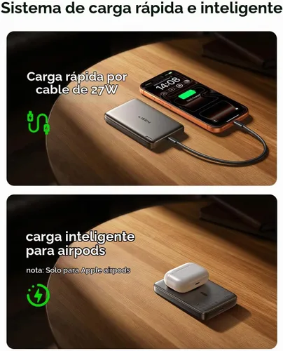 Vista 7 de Cargador portátil magnético para iPhone 18 [certificado Qi2] Magsafe Power Gris-oscuro