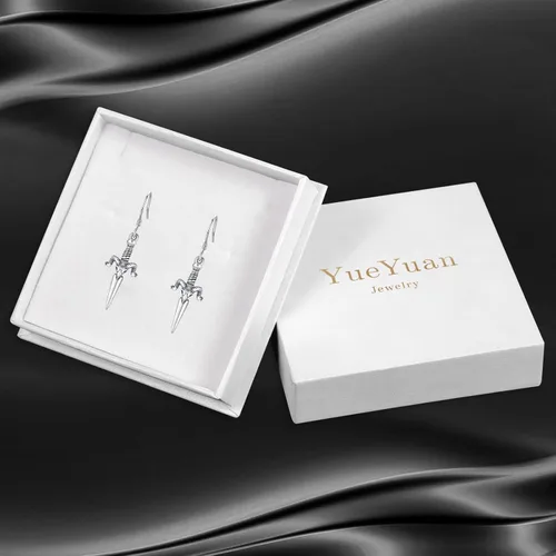 Vista 7 de Baphomet - Aretes de plata de ley 925, hipoalergénicos, con cabeza de calavera de cabra satánica, aretes colgantes con forma de espada gótica