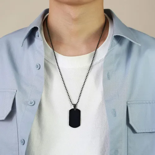 Vista 3 de VNOX Collar de cadena para perro, cadena militar de acero inoxidable para hombres y mujeres, collar de bolas de cuentas de 20 a 30 pulgadas