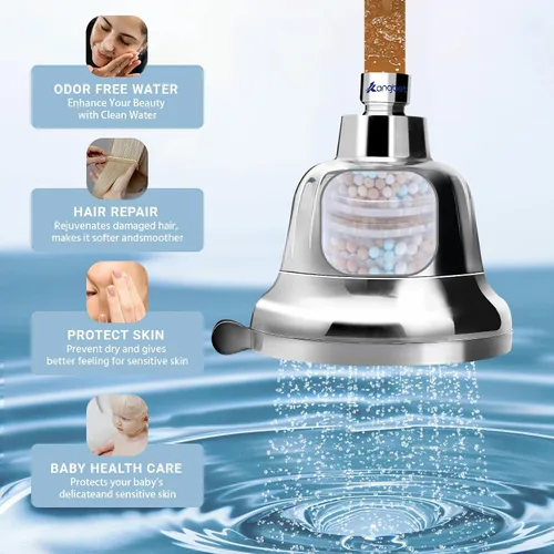 Vista 5 de Cabezal de ducha filtrado para cabello y piel más saludables, elimina el cloro y los metales pesados, filtro de cabezal de ducha para agua dura