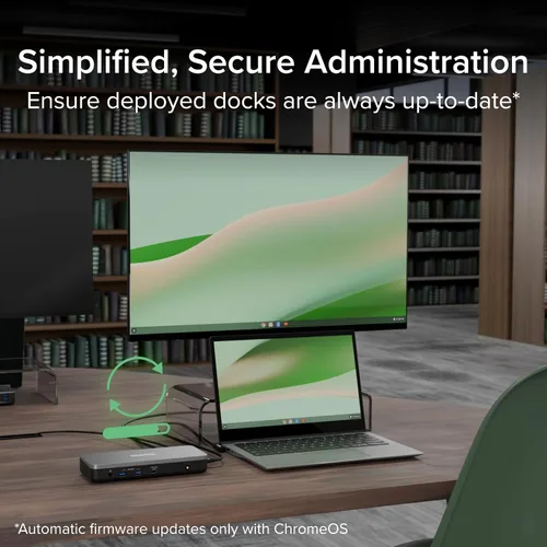 Vista 5 de Plugable Estación de acoplamiento dual 4K USB-C 12 en 1, funciona con certificado Chromebook, carga de 60 W para aulas y negocios, ChromeOS/Windows