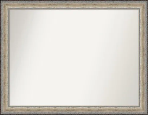 Vista 413 de Amanti Art Espejo de baño plateado para sobre el fregadero, 28 x 37 pulgadas, elegante espejo rectangular de peltre cepillado, marco de madera