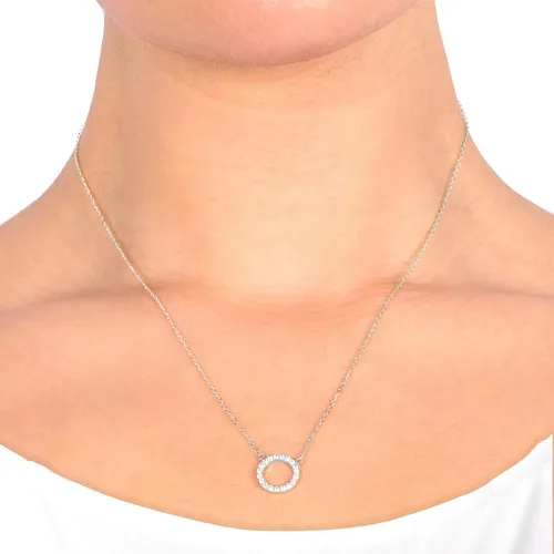 Vista 4 de Collar con colgante de circonita cúbica de 16 pulgadas con extensor de 2 pulgadas plata de ley