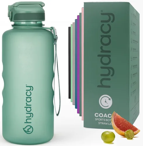 Vista 21 de Hydracy Botella de agua de plástico Tritan de 2.3 L sin BPA con correa de hombro ajustable, tapa a prueba de derrames y práctica boquilla de Lus