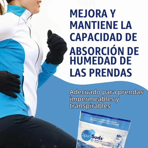 Vista 4 de Sport Suds - Detergente para ropa, bolsa con cierre de 500 g, para más de 40 lavados, SPO500, 1