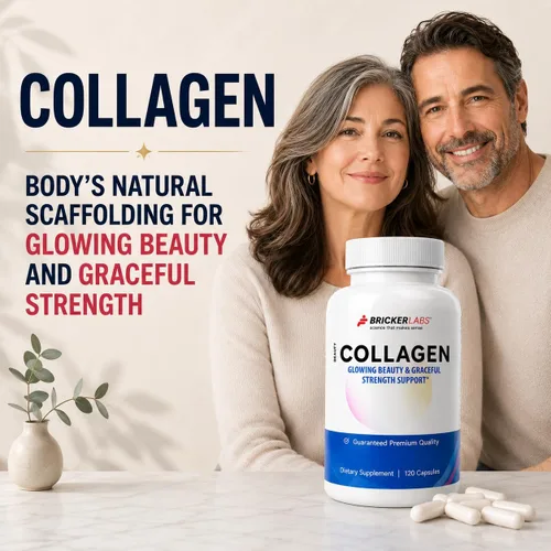 Vista 2 de Bricker Labs Colágeno para hombres y mujeres - Suplemento de colágeno hidrolizado tipo I, III, 750 mg, 1 cápsula de colágeno diaria - 120 porciones