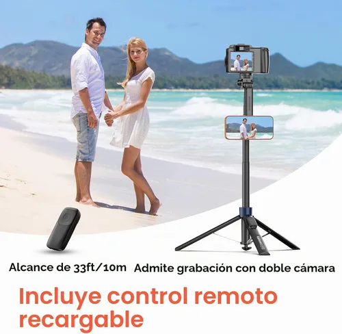 Vista 7 de Kaitezenz Trípode magnético de apertura automática de 71 pulgadas para iPhone con control remoto, rotación de 360°, soporte de trípode para selfie