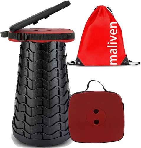 Vista 9 de Taburete plegable para acampar con cojín de asiento y bolsa de nailon, taburete telescópico portátil cuadrado, taburete plegable ligero y resistente