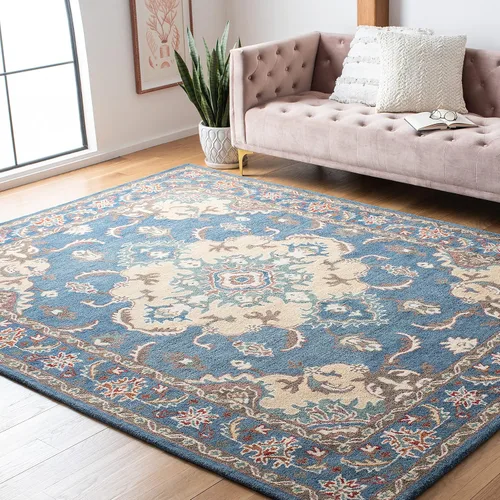 Vista 11 de SAFAVIEH Antiquity Collection - Alfombra de pasillo, 2 pies 3 pulgadas x 8 pies, azul y marfil, hecho a mano, lana oriental tradicional, ideal