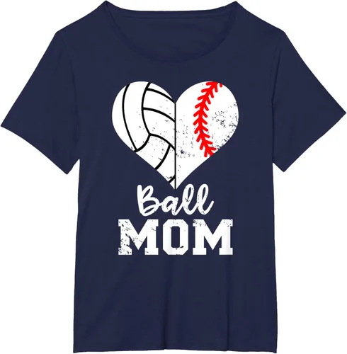 Vista 15 de Ball Mom Heart Funny Baseball Voleibol Mom - Camiseta para mamá, Negro, S