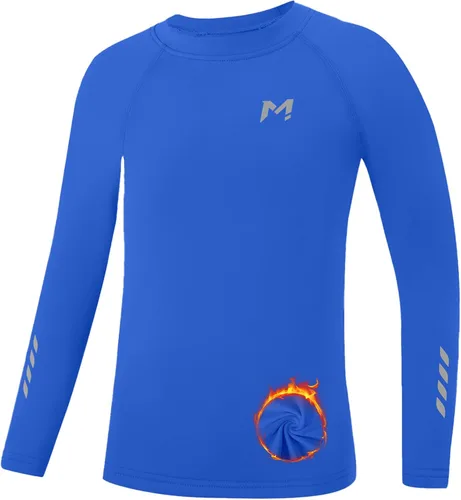 Vista 7 de Moozava Camiseta térmica de compresión para niños, manga larga, forro polar, para jóvenes, para fútbol, béisbol, fútbol, capa base