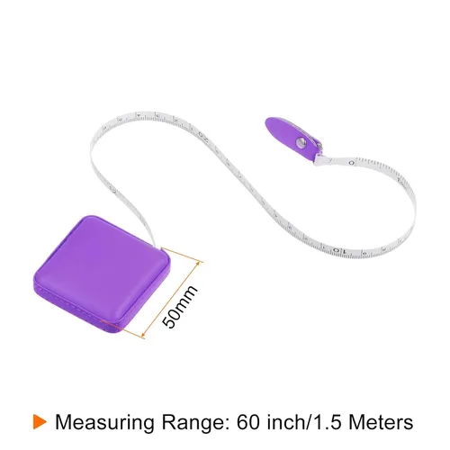 Vista 2 de HARFINGTON Cinta métrica retráctil cuadrada de 59.1 in/60 pulgadas, funda de cuero suave, tamaño de bolsillo para cuerpo, tela, medidas de costura