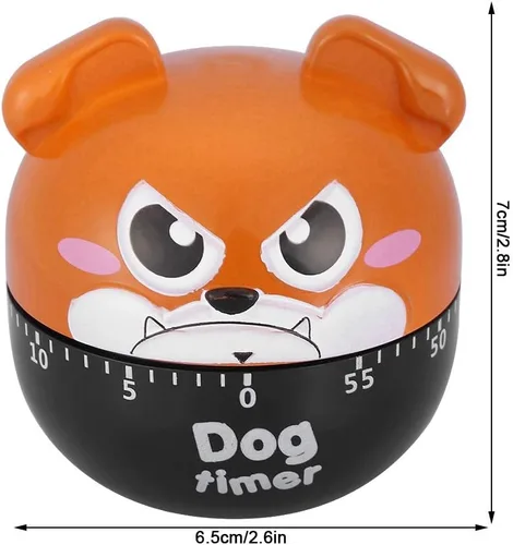 Vista 2 de Temporizador de cocina mecánico con forma de perro lindo temporizador de cuenta regresiva de 55 minutos, no requiere batería, reloj de cocina