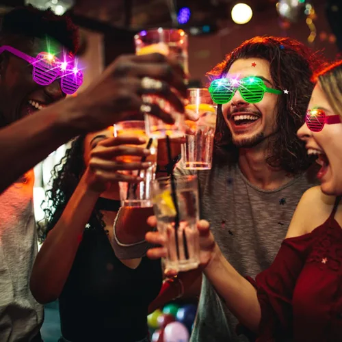 Vista 7 de SHQDD 38 lentes LED, anteojos iluminados, 5 colores, 3 modos de luz, suministros de fiesta que brillan en la oscuridad, recuerdos de fiesta de neón