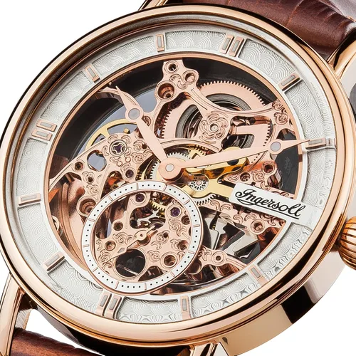 Vista 2 de Ingersoll Reloj marrón automático chino con pantalla analógica I00401 para hombre, Marrón, Reloj automático