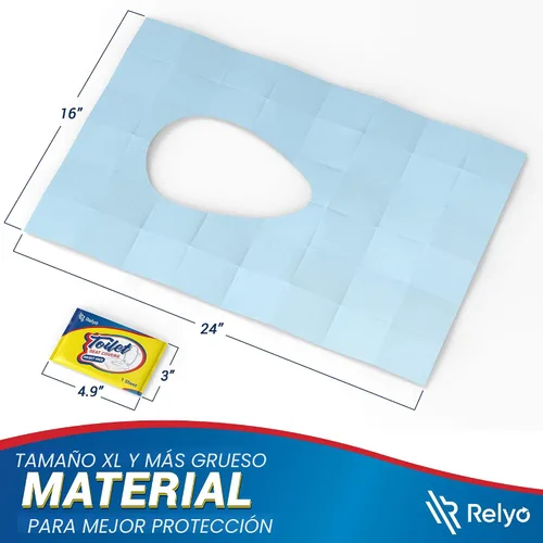 Vista 2 de Relyo Paquete de 20 fundas desechables XL para asiento de inodoro, impermeables, con pestañas adhesivas para adultos, niños y niños, viajes, baños