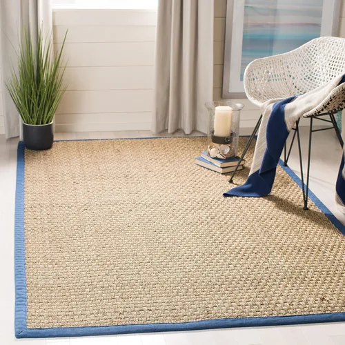 Vista 163 de SAFAVIEH Natural Fiber Collection NF114A - Alfombra de pasillo de hierba marina con patrón de tejido de cesta y borde, de 2 pies 6 pulgadas x 16