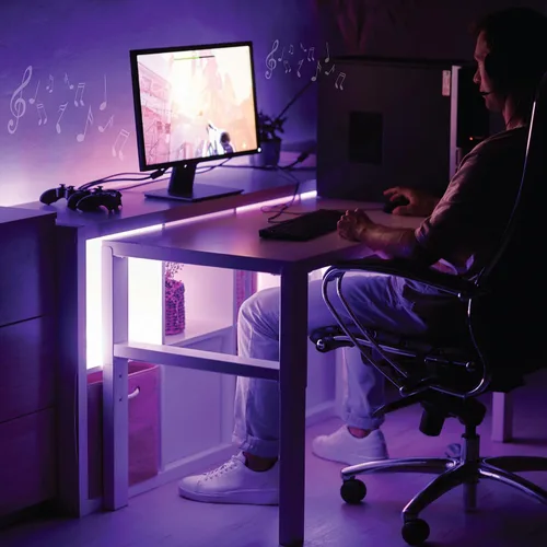 Vista 4 de XTREME Monster - Tira de luz LED de flujo multicolor de 13.1 pies, control de voz, aplicación inteligente y control de voz, fácil montaje