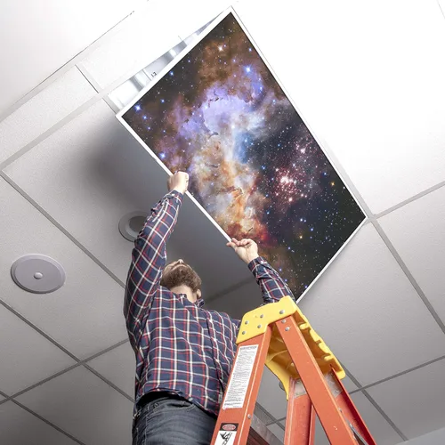 Vista 5 de Cubierta de luz fluorescente para luces de techo de aula, inserto de película retroiluminada de alta calidad, 2 x 4 (22.38 x 46.5 pulgadas)