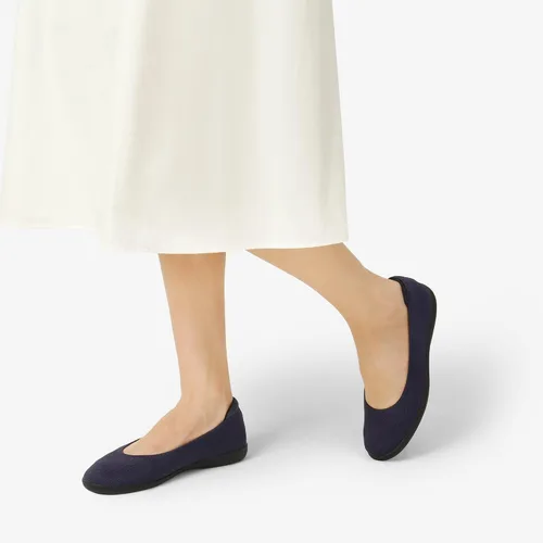 Vista 2 de DREAM PAIRS Zapatos planos cómodos de ballet para mujer, zapatos de oficina con punta redonda, Tejido azul marino