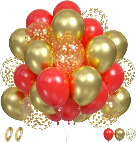 Vista 14 de Globos de estrellas rojas, azules y negras, globo de papel de aluminio de 18 pulgadas para helio, paquete de 10 globos rojos y azules, globo