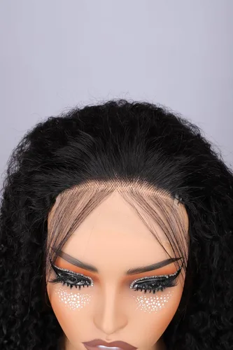 Vista 3 de Keshon Pelucas frontales de encaje rizado jerry 4x4 de cabello humano, densidad 180%, peluca frontal rizada, pelucas frontales de encaje