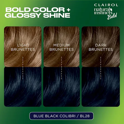 Vista 3 de Clairol Natural Instincts - Tinte permanente audaz para el cabello, color negro azulado colibrí BL28, paquete de 1 unidad
