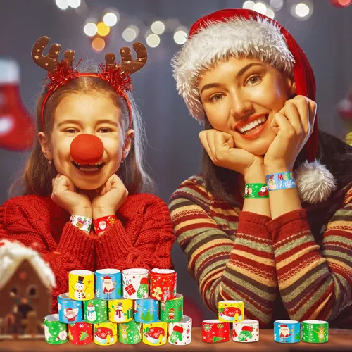 Vista 7 de Max Fun 48 piezas de pulseras de bofetada de Navidad, juguetes para niños, recuerdos de fiesta de Navidad, rellenos de calcetines de Navidad