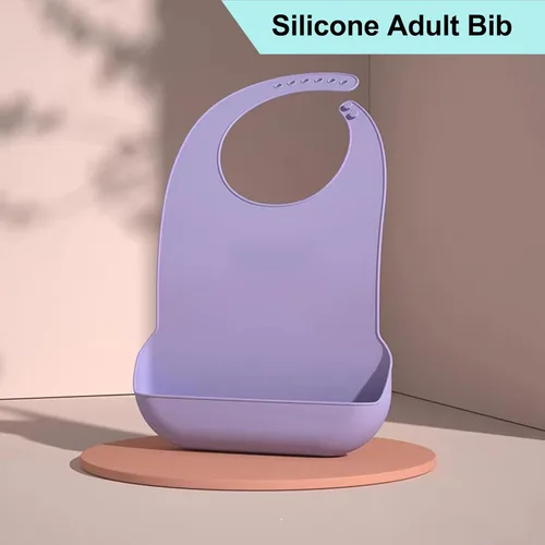 Vista 4 de Baberos de silicona para adultos, baberos ajustables y lavables para hombres y mujeres mayores, impermeables para ancianos con atrapador de migas