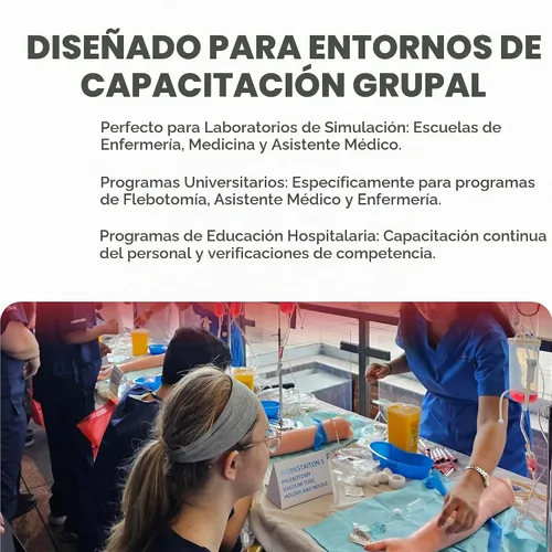 Vista 4 de Brazo de práctica para via intravenosas, brazo de práctica para flebotomía y venopunción, diseñado para entrenamiento y perfeccionamiento