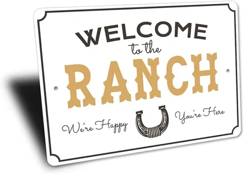 Vista 3 de Letrero de aluminio con texto en inglés "Welcome to The Ranch, Cowboy Ranch, Horse Owner Sign, Old Western, Country Life, 8" x 12