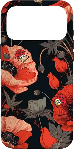 Vista 22 de Poppy Flower Ladybug Red & Black Pattern Case for iPhone 17