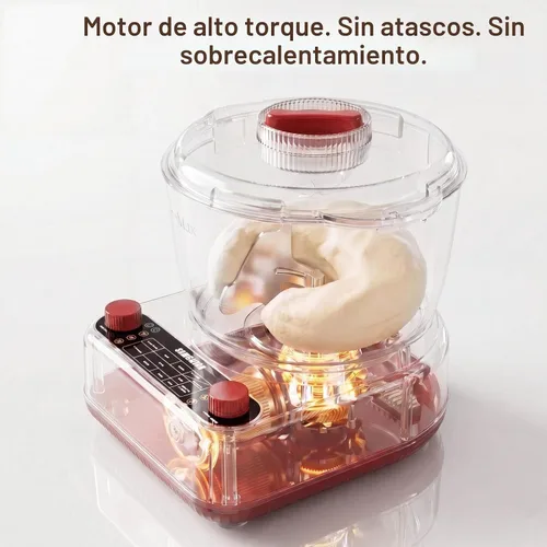 Vista 5 de Máquina de masa eléctrica con función de fermentación, batidora de masa de pie de 6.5 cuartos de galón, amasadora de masa con cuenco de acero