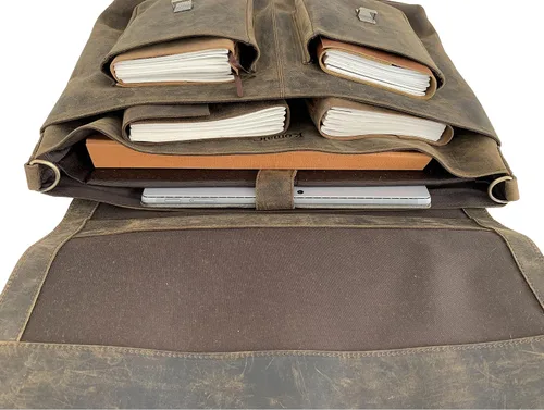 Vista 5 de KomalC Maletín de cuero de 18 pulgadas para computadora portátil, bolsas de mensajero para hombres y mujeres, la mejor bolsa de oficina