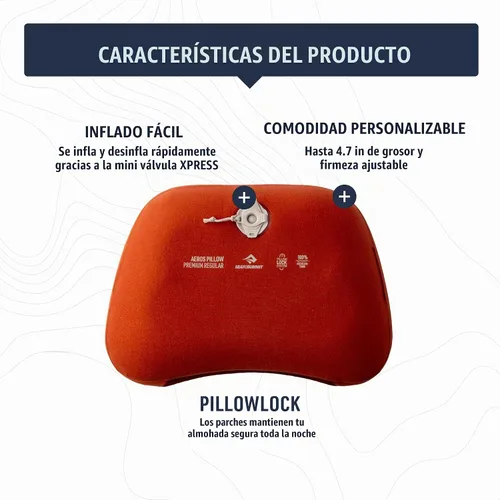 Vista 3 de Sea to Summit Aeros Premium - Almohada inflable de viaje, regular, repollo