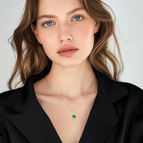 Vista 3 de FANCIME Birthstone Necklace for Women Round Cubic Zirconia Necklace S925 Sterling Silver full Love Birthday Gifts for Mom Women